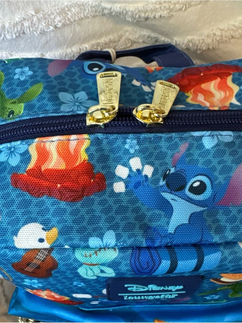 Loungefly Disney Stitch Camping Cuties AOP Nylon Square Kids Mini Backpack NWT